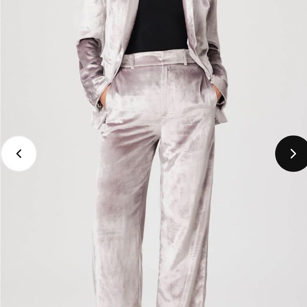 PAIGE Chateau Velvet Wide-Leg Pants in Pewter - Picture 3 of 8